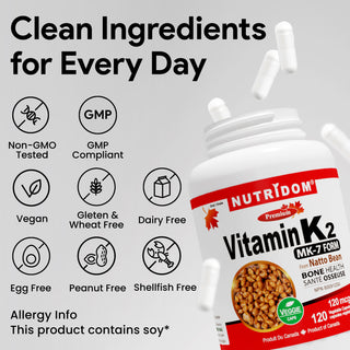 Nutridom Vitamin K2 120mcg 120 Vegetable Capsules