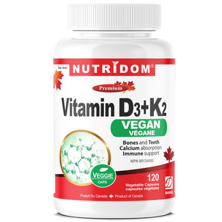 Nutridom Vitamin D3 + K2 Vegan 120 Vegetable Capsules