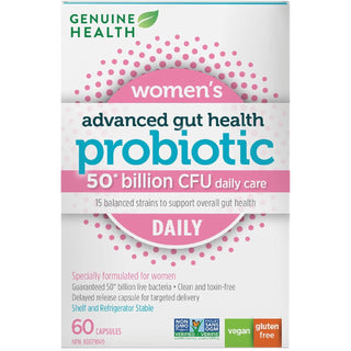 Genuine Health, Advanced Gut Health Probiotic Women's Daily 50 Billion CFU, 60 Capsules