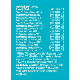 Genuine Health, Advanced Gut Health Probiotic 50 Billion CFU Daily Care Extra Strength, 30 Vegan capsules