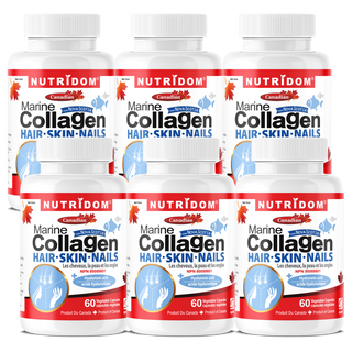 Nutridom 가수분해 해양 콜라겐 펩타이드, 600mg, 60 베지 캡슐 - 6 팩