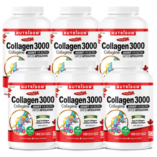 Nutridom Collagen 3000, Type II, 500 mg, 180 Veggie Capsules - 6 PACK