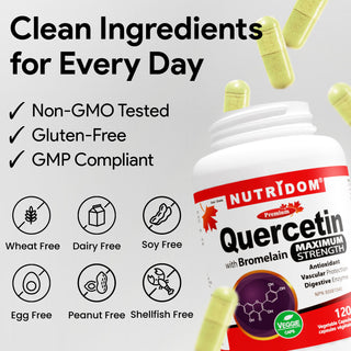 Nutridom Quercetin with Bromelain 700mg 120 Vegetable Capsules (Maximum Strength)