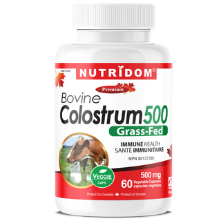 Nutridom Bovine Colostrum500 (Grass-Fed) 500mg 60 Vegetable Capsules (Immune Support)