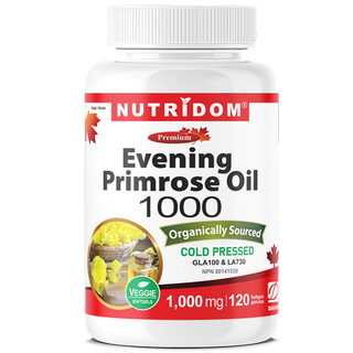Nutridom Evening Primrose Oil 1000, 1000mg, 120 Softgels (Organically Sourced, Cold Pressed)