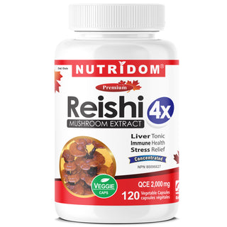 Nutridom Reishi Mushroom Extract 4x 500mg 120 Vegetable Capsules (QCE 2,000mg)
