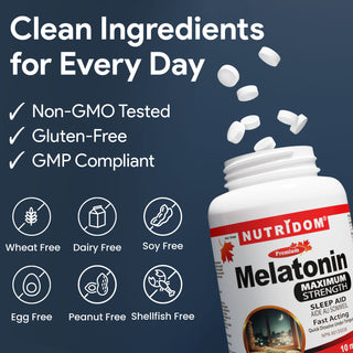 Nutridom Melatonin 10mg 300 Sublingual Tablets (*Quick Dissolve Under Tongue, Maximum Strength)