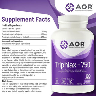 AOR Triphlax - 750 750mg 100 Capsules - CAFORIA.CA