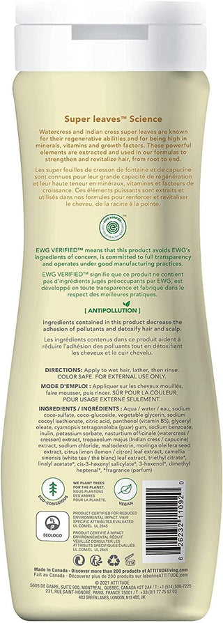 Attitude Super Leaves Clarifying Shampoo - Lemon Leaves & White Tea 473ml - CAFORIA.CA