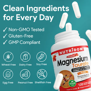 Nutridom Magnesium Taurate 500mg 120 Vegetable Capsules