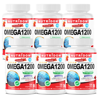 Nutridom Omega 1200 (rTG Omega 3) 피쉬 오일, EPA, DHA, 120 소프트젤 - 6팩