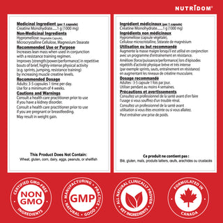 Nutridom Creatine Monohydrate 1000mg 180 Vcaps