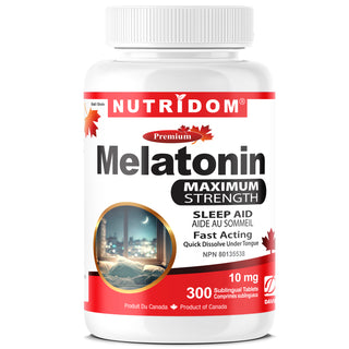 Nutridom Melatonin 10mg 300 Sublingual Tablets (*Quick Dissolve Under Tongue, Maximum Strength)
