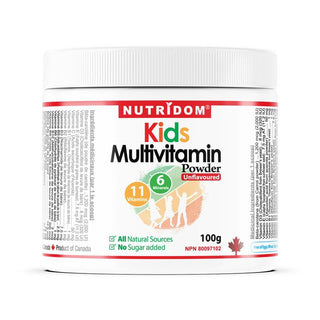 Nutridom Multivitamin Powder for Kids, All Natural, Sugar Free, Unflavoured, 3.52 oz (100 g) : Expiry Date 2026-04-30