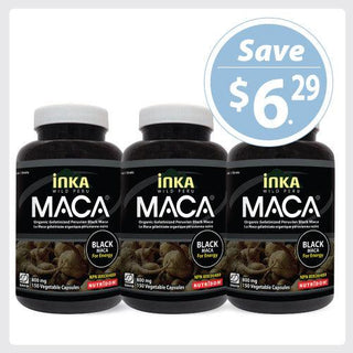 Inka Maca Black 800 mg 150 Vcaps - 3Pack - CAFORIA.CA