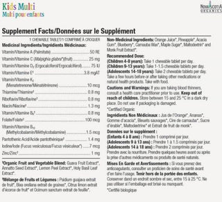 Nova Scotia Organics Kids Multi Vitamin & Mineral Supplement 180 Chewable Tablets - CAFORIA.CA