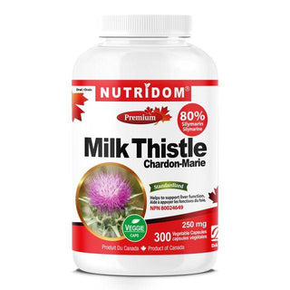 Nutridom Milk Thistle, 80% Silymarin, 250 mg, 300 Veggie Capsules - CAFORIA.CA