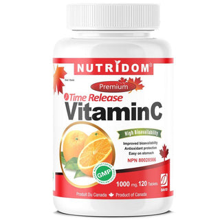 Nutridom Vitamin C 1000 mg, Timed Release, with Rose Hip & Citrus Bioflavonoids, 120 Tablets - CAFORIA.CA
