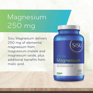 Sisu Magnesium Malate 250 mg, 200 Veggie Capsules - CAFORIA.CA