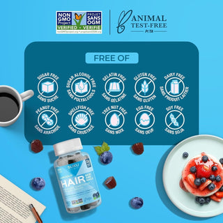 SUKU Vitamins Hair, Skin and Nails Multivitamin Gummies, Sugar Free, Keto, 2500mcg Biotin, Collagen, Silicon, Natural Gummy Vitamins for Healthy Skin and Hair Growth for Women and Men (60 Count) - CAFORIA.CA