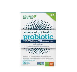 Genuine Health Advanced Gut Health Probiotic 100 Billion CFU High Potency 20 Vegan Capsules