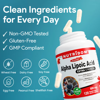 Nutridom Alpha Lipoic Acid 600mg 120 Vegetable Capsules