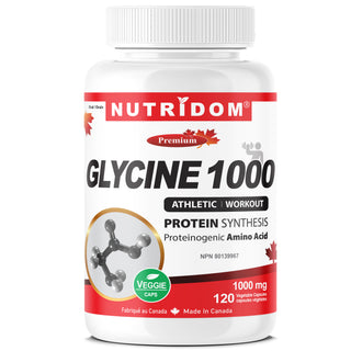 Nutridom Glycine 1000, 1000mg, 120 Vegetable Capsules (Protein Synthesis Support)
