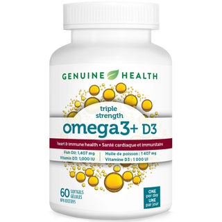 Genuine Health Omega3+ 三倍强度和 D3 60 粒胶囊