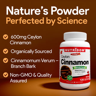 Nutridom Ceylon Cinnamon, 600mg, 120 Vegetable Capsules