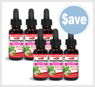 Nutridom Oregano with MCT Oil, 80% Carvacrol, Liquid Drops, 1fl oz (30 ml) - 6 PACK