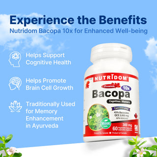 Nutridom Bacopa 10x, Bacopa Concentrate, 300mg (3,000mg QCE), 60Veggie Capsules