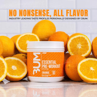 RAW Essential Pre-Workout Powder - Chris Bumstead Sports Nutrition Supplement for Men & Women - Preworkout Energy Powder with Caffeine, L-Citrulline, L-Tyrosine, & Beta Alanine Blend (Orange)