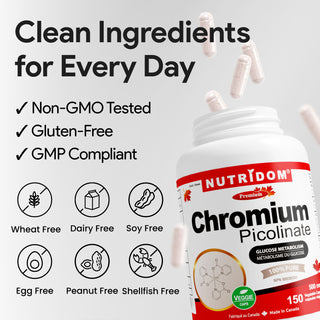 Nutridom Chromium Picolinate, 500mcg, 150 Vegetable Capsules