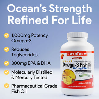 Nutridom Omega 300, 피쉬 오일, 1000mg, 300 소프트젤 - 6 팩
