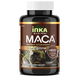Inca Maca Black with L-Arginine, 200mg, 90 Vegetable Capsules (4x Concentrated, Sexual Health Support)