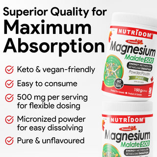 Nutridom Magnesium Malate Powder 500, 5.25 oz (150g)