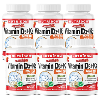 Nutridom Vitamin D3+K2 with MCT Oil 120 Softgels -6pack