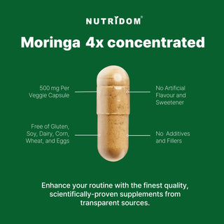 Nutridom Moringa Leaf Concentrate 4x, 500 mg, 120 Veggie Capsules