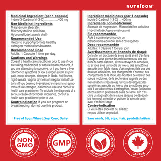Nutridom Indole-3-Carbinol, I-3-C, 400 mg, Hormone Balance, 60 Veggie Capsules - 6 PACK