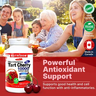 Nutridom Tart Cherry 10x, Montmorency Whole Fruit Extract Concentrate, 500 mg (10,000 mg QCE), 120 Veggie Capsules