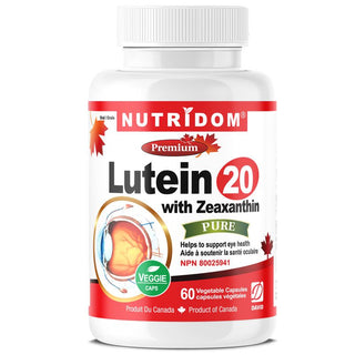 Nutridom Lutein with Zeaxanthin, 20 mg + 2 mg, 60 Veggie Capsules