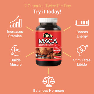 Inka Maca Red, 800 mg, Organic, Gelatinized, 90 Veggie Capsules