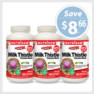 Nutridom Milk Thistle, 80% Silymarin, 250 mg, 300 Veggie Capsules - 3 PACK