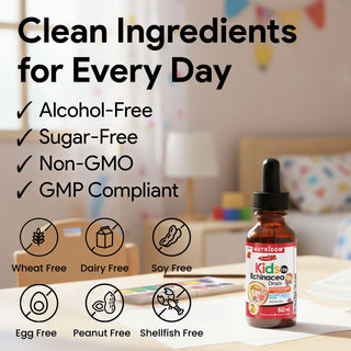 Nutridom Kids Echinacea 10x Drop 60ml (Respiratory Support, Alcohol & Sugar Free, *Natural Orange Flavour)