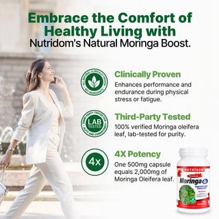 Nutridom Moringa Leaf Concentrate 4x, 500 mg, 120 Veggie Capsules