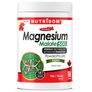 Nutridom Magnesium Malate 500 453g (1lb, Pure, 181 Serving Portions)