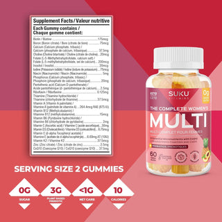 Suku Vitamins - The Complete Women&#39;s Multivitamins, Enriched with Vitamin K2, Vitamin A and More, Easy to Chew Sugar-and-Gluten-Free Gummy Vitamins, Non-GMO, 60 Counts