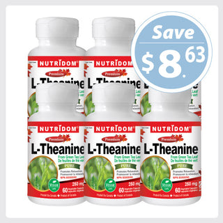 Nutridom L-Theanine from Green Tea Leaf, 250 mg, 60 Veggie Capsules - 6 PACK