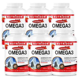 Nutridom Canadian Harp Seal Oil Omega-3, 1000mg, DHA, EPA, DPA, 300 Softgels - 6 PACK