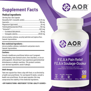 AOR P.E.A.k Pain Relief 419mg 120 Capsules